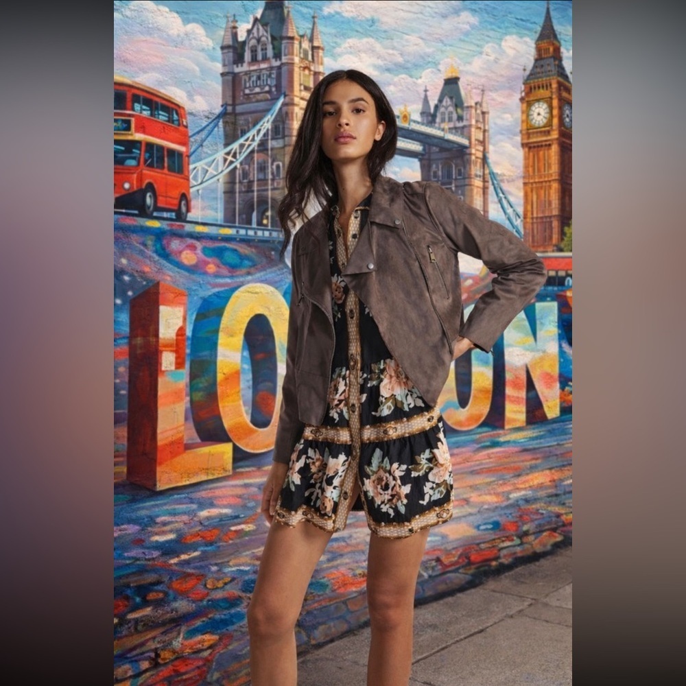 🍀LAST ONE🍀 Anthropologie NWT Hutch Faux Suede Moto Jacket Size S.